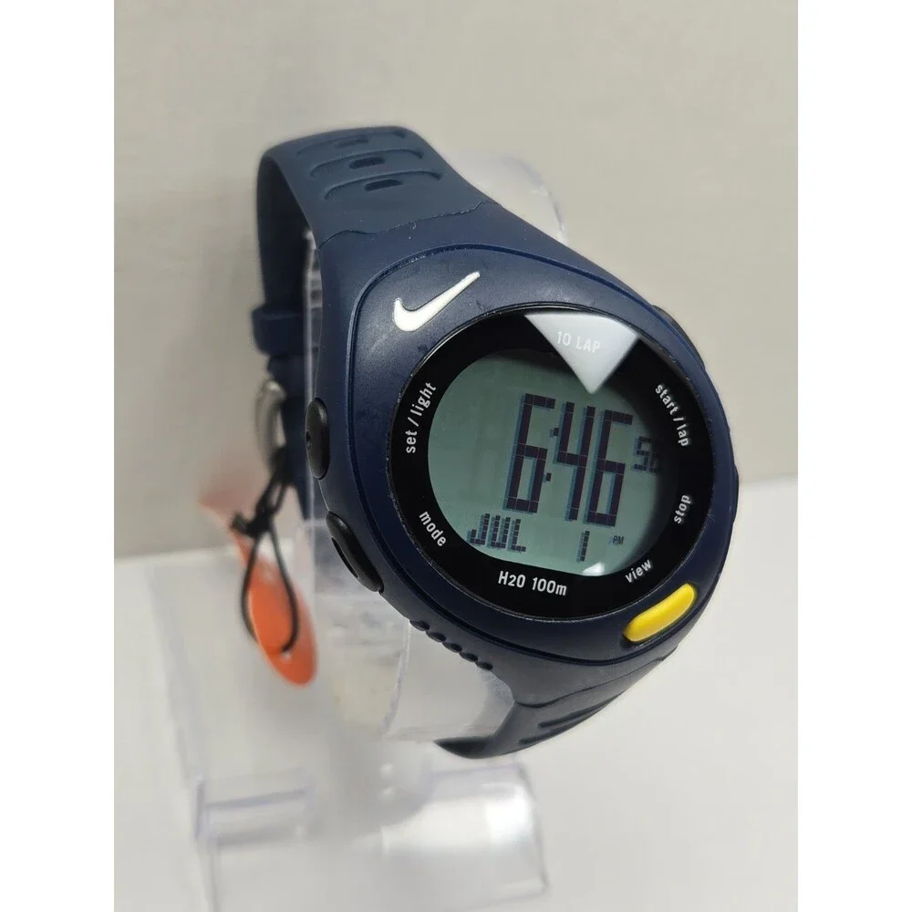 Nike Triax Speed 10 Bowerman WR0125 Blue Digital Watch 100M New Battery Y2K Rare